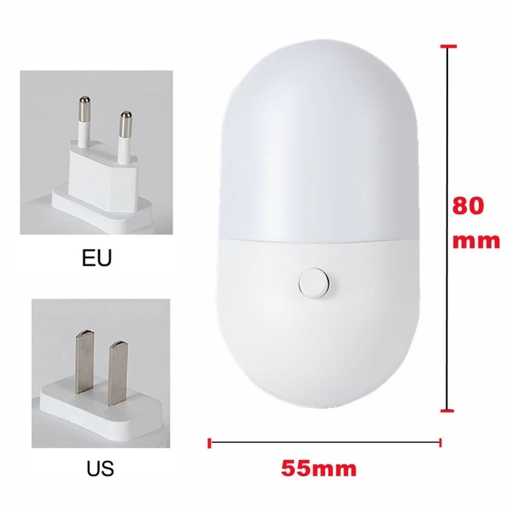 LED Night Light Saving LED Light Control Induction Night Lamp EU US Plug Night Light For Bedrooms Toilets Stairs Corridors