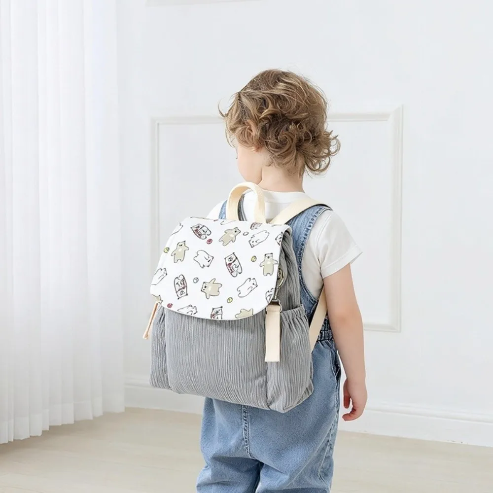 Solid Color Anti Lost Backpack Anti Lost Strap Corduroy Corduroy Backpack Lightweight Adjustable Children's School Bag