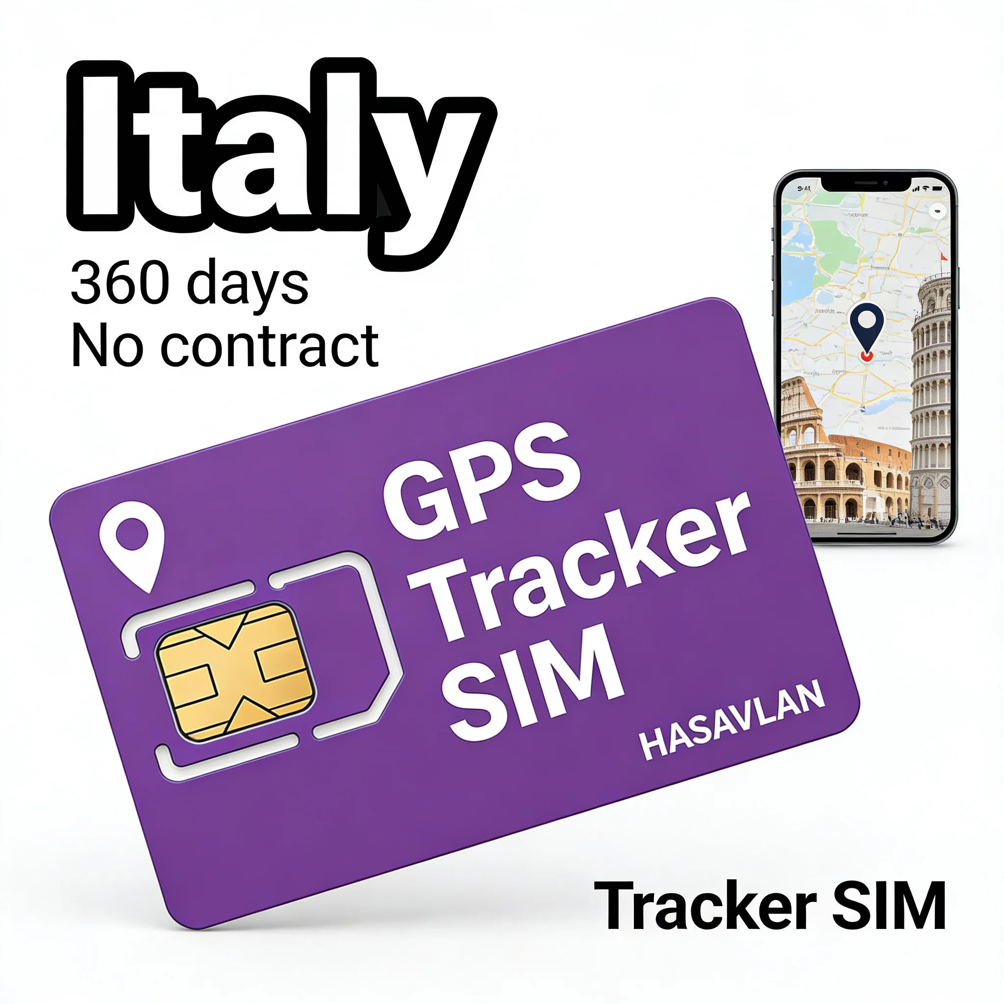 

SIM card for tracker Italy–pre-cut 3 sizes 4G Cat4 LTE M2M IoT no contract 360MB/360 days for TK905 S20 Model etc.