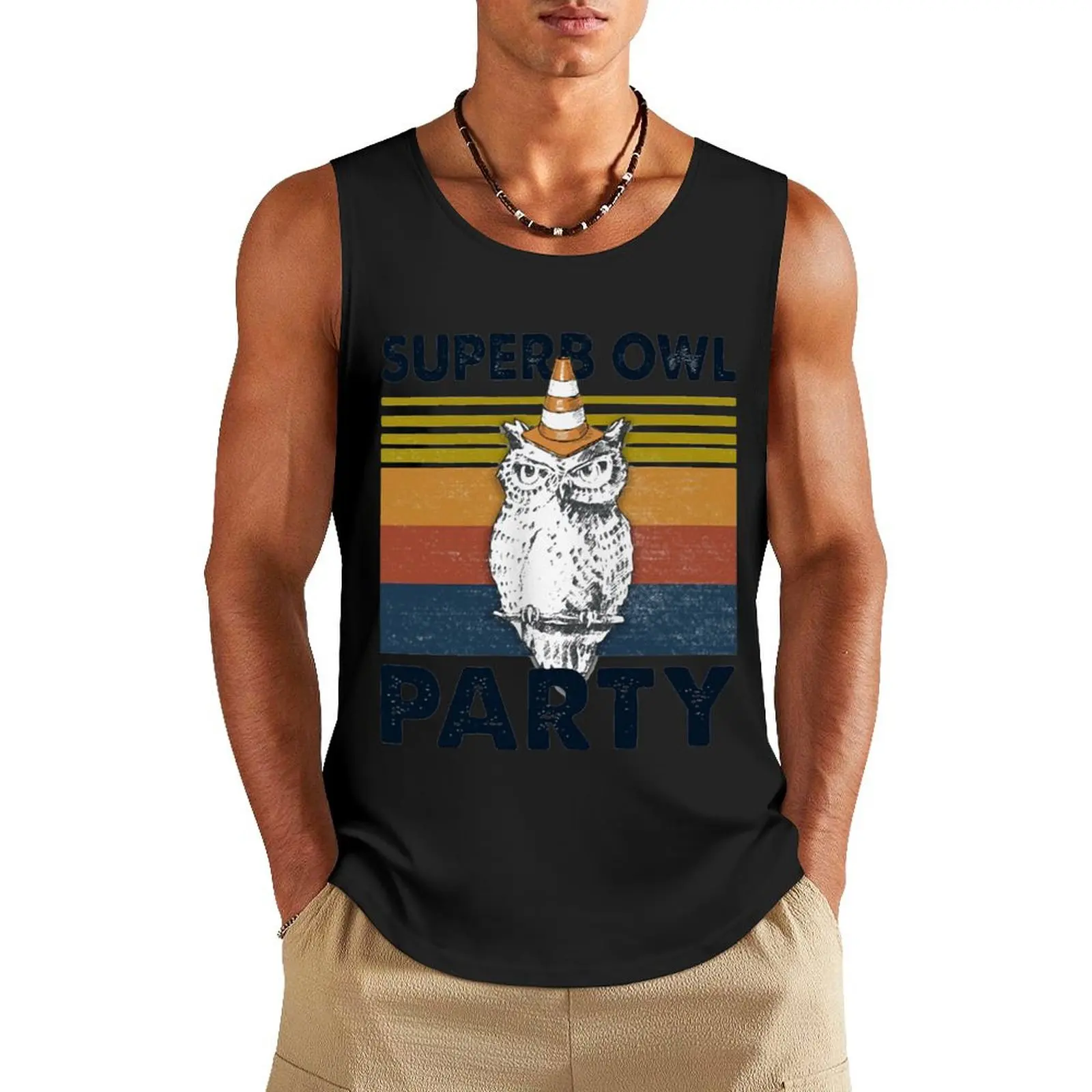 SUPERB OWL PARTY VINTAGE Tank Top mens clothing gym shirts