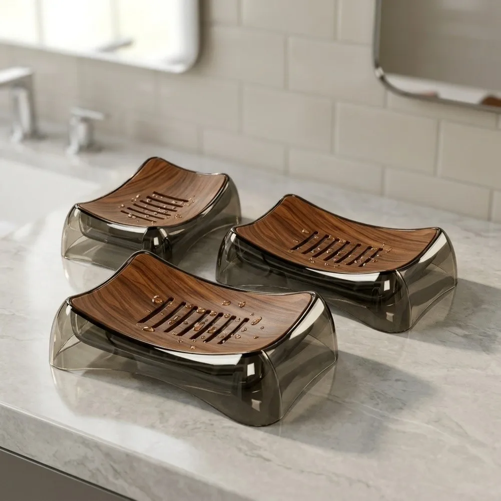 Functional Soap Dish with Contoured Drainage Pattern PET Rack Designed to Minimize Buildup and Maximize Soap Lifespan