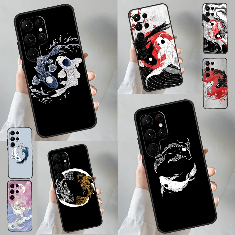 Koi Fish Yin Yang Case For Samsung Galaxy S24 S23 S22 Ultra S20 FE S21 FE Note 10 20 S8 S9 S10 Plus Coque