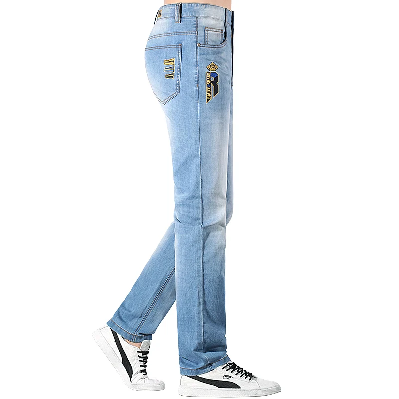 Jean droit de luxe Bruce & Shlavabo pour hommes, denim extensible, designer, grande taille 42, été, nouveau