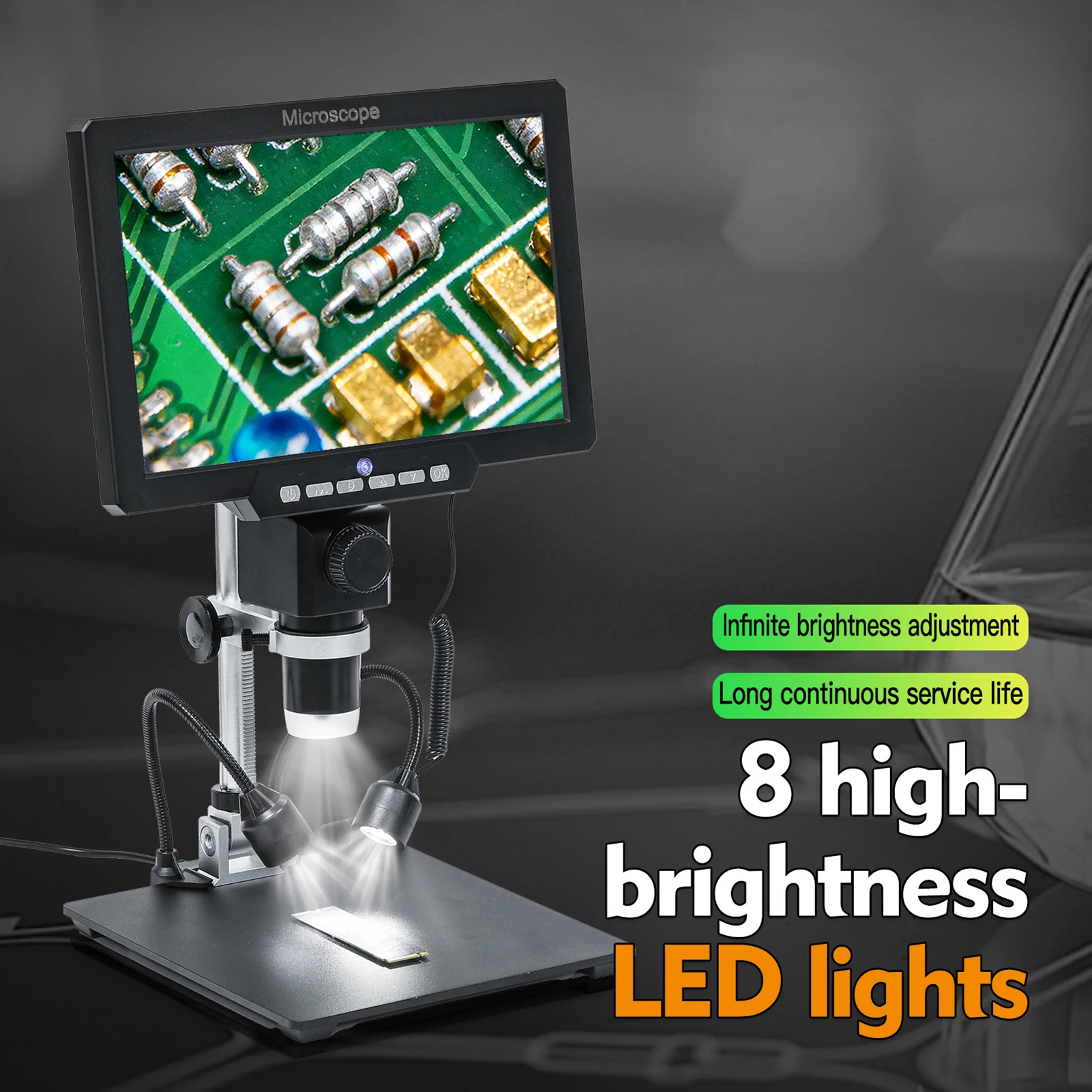 

Цифровой микроскоп с IPS-экраном 10,1 дюйма, увеличением 2000X, лупа для монет, 32 ГБ памяти, HD-камера 12 МП, запись в реальном времени