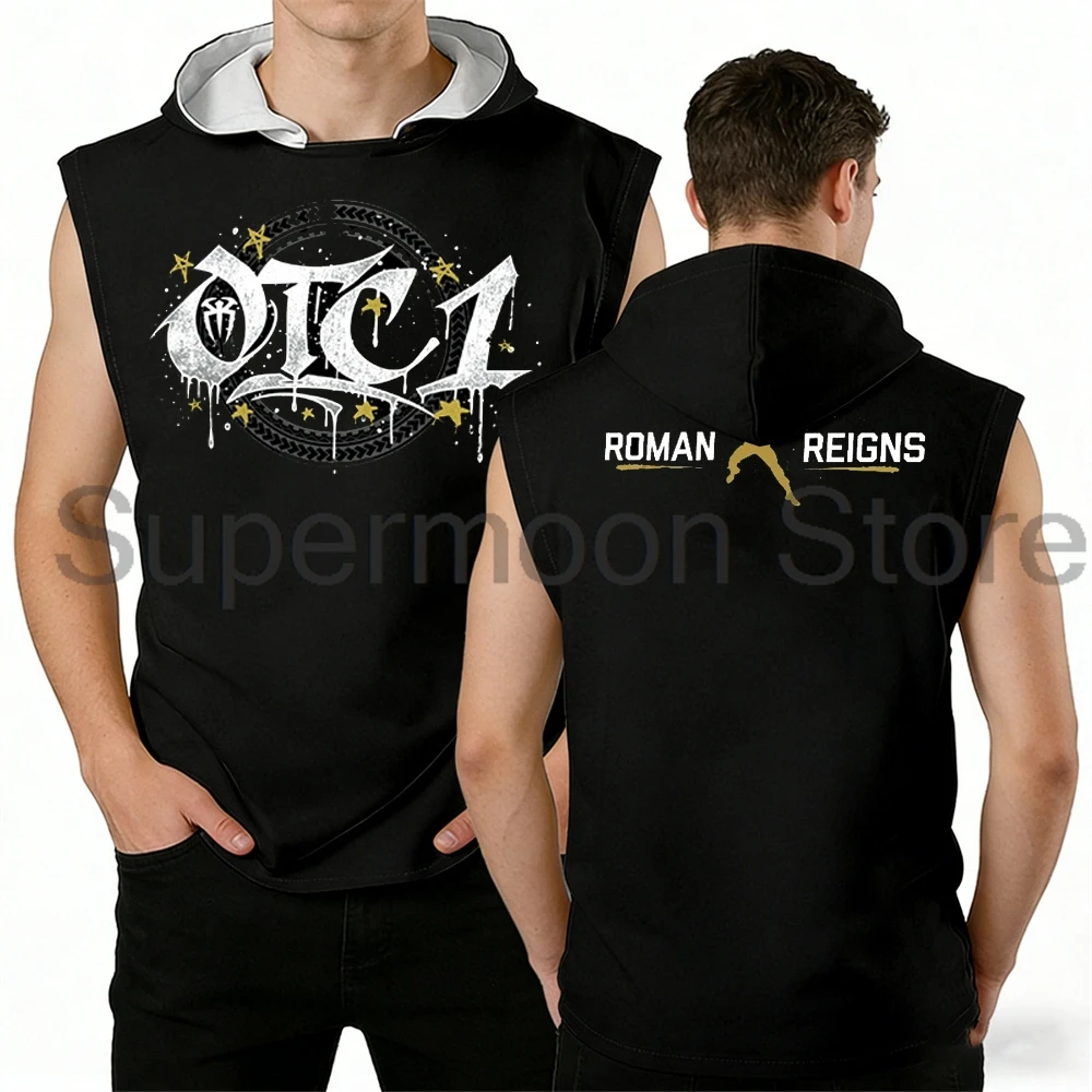 Roman Reigns Gold OTC1 Hooded Tank Tops Unisex Sleeveless Hoodie Gym Vest Women Men Outdoor Sportwear Tops