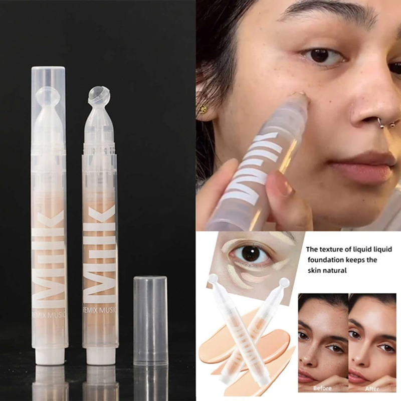 Corrector de leche 3 en 1, tinte debajo de los ojos, ilumina la base del sol, aclara la piel, aclara la marca del acné, maquillaje hidratante con control de aceite