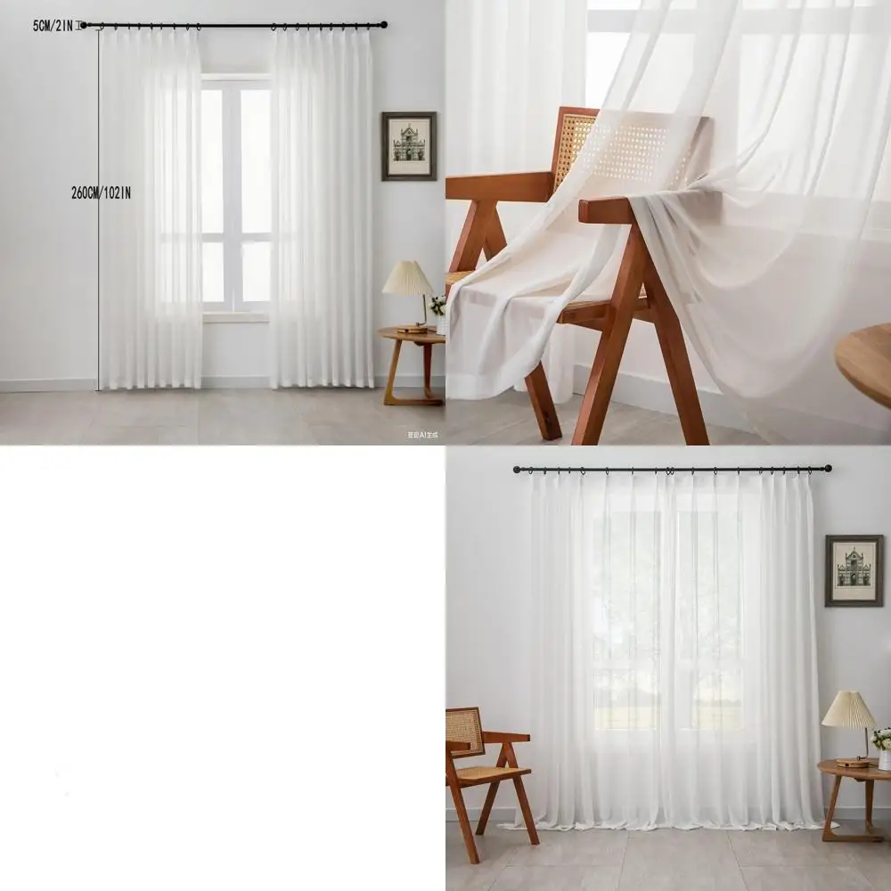 ผ้าม่านจีบแบบกรองแสงสีขาวนวล 66 กว้าง x 102 ยาว สำหรับห้องนั่งเล่นและห้องนอน เหมาะสำหรับประตูบานเลื่อน