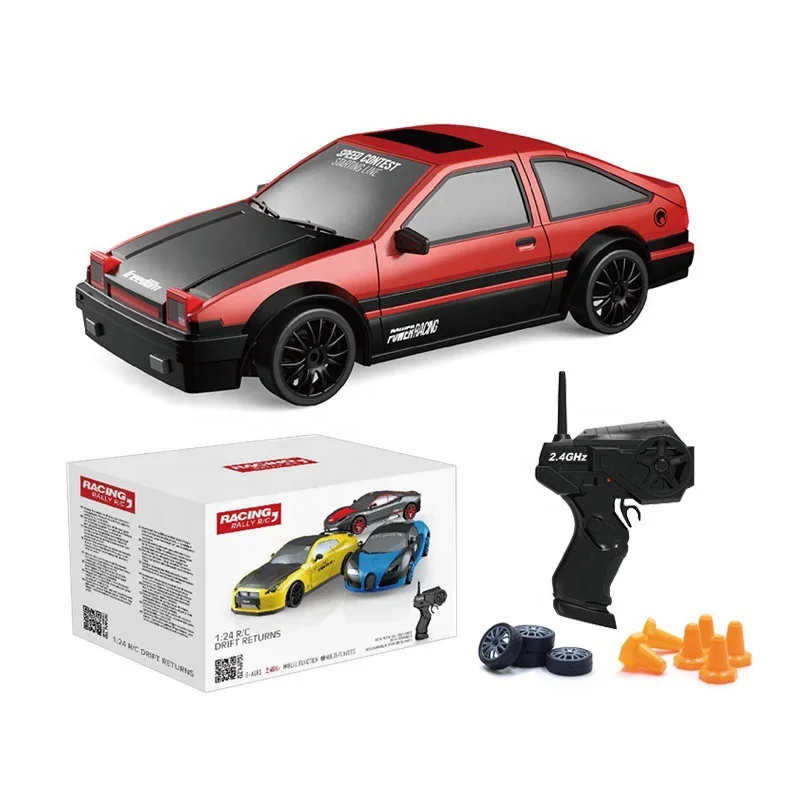 Carro de controle remoto com tração nas quatro rodas 1:24RC drift car simulação de alta velocidade 2.4G recarregável carro de corrida brinquedo de controle remoto esfregar i