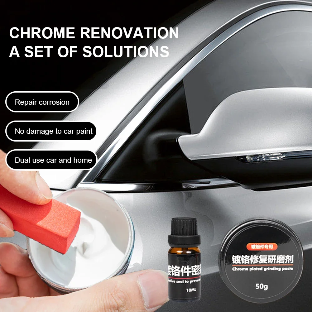 Car Chrome Refurbishing Agent Set Car Chrome Repair Agent Rust Remover for Car Paint Care Restore Lustre Chrome Oxidation Repair