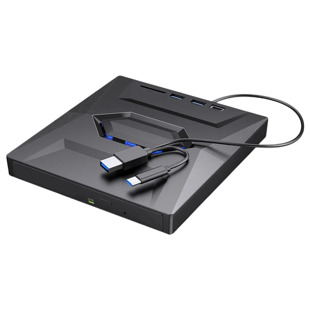 5 In 1 DVD RW CD Writer Drive with USB/Type-C Ports+ SD/TF Drive Burner Recorder for /Linux Windows XP/10/8/7 Laptop PC