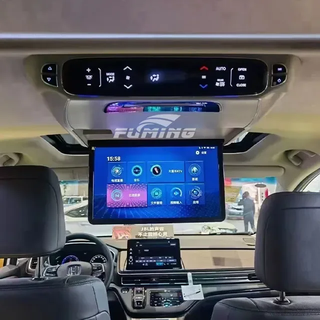 Odyssey business vehicle interior upgrade with installation of ceiling mounted in car TV Converting an electric folding TV