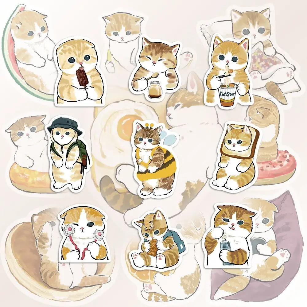 64PCS Anime Mofusand Shark Kitty Kawaii Sticker Cartoon Handbook Material Cute DIY Tablet Phone Decoration Sticker Girl INS