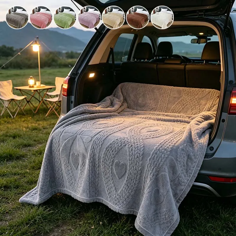 Dual-Sided Thick Plush Couch Blanket Solid Color Flannel Throw Blanket Office Nap Warm Blanket for Sofa Bed Travel Home Decor