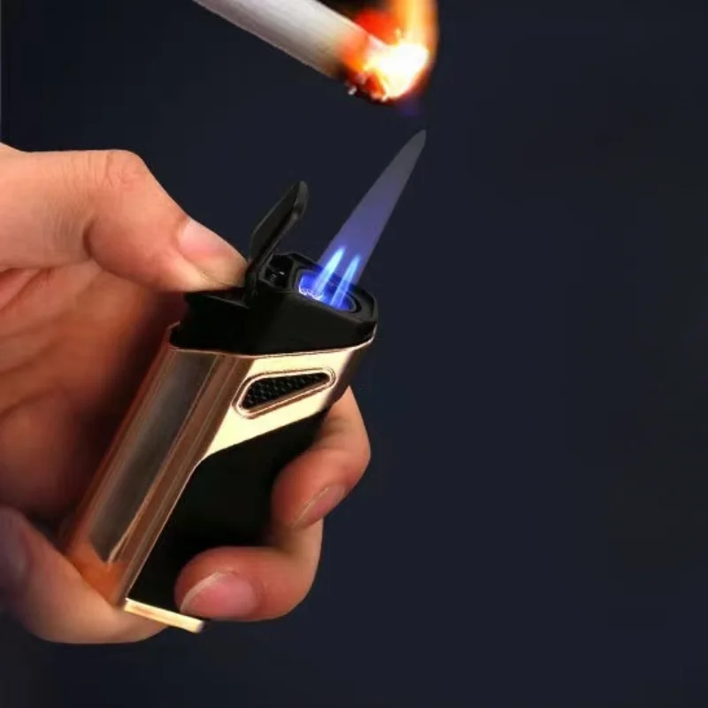 2024 JOBON Metal Butane Gas Lighter Outdoor Windproof Blue Flame 3 Torch Turbo Jet Cigar BBQ Jewelry Baking Welding Home Tools