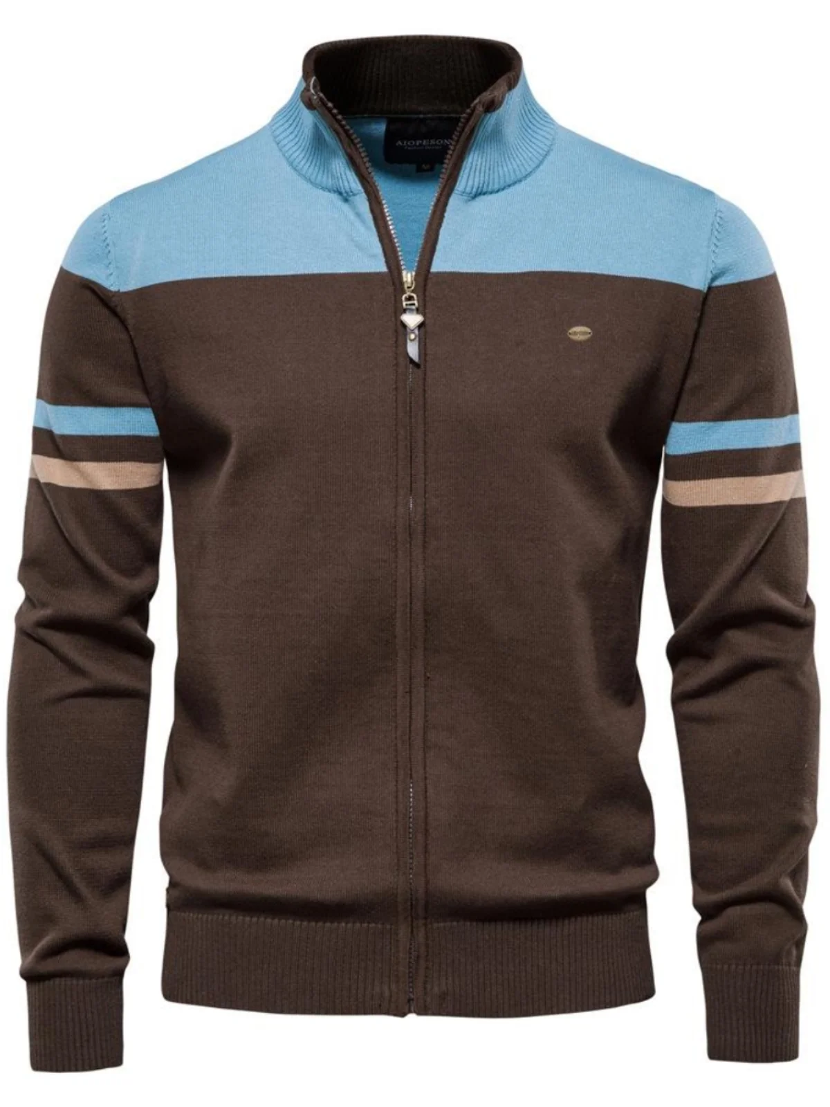 

Men's Autumn Winter Knitwear Cardigan Coats Tops Straight Cut Casual Long Sve Stripe Patterned Stand Collar Open Cardigan