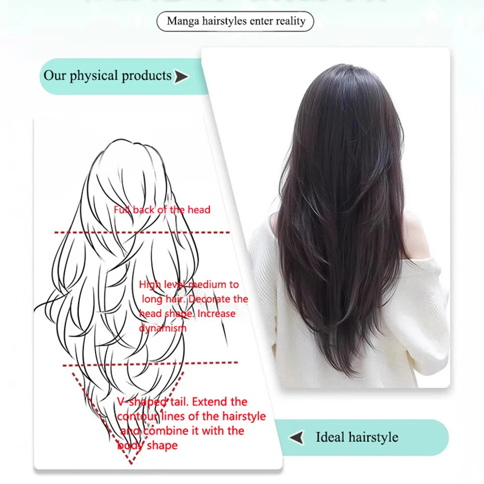 Synthetic Wig One-piece Straight Wig Layered Extension Wig Korean Fluffy Hair Piece Extension Wig For Women Christmas New Year