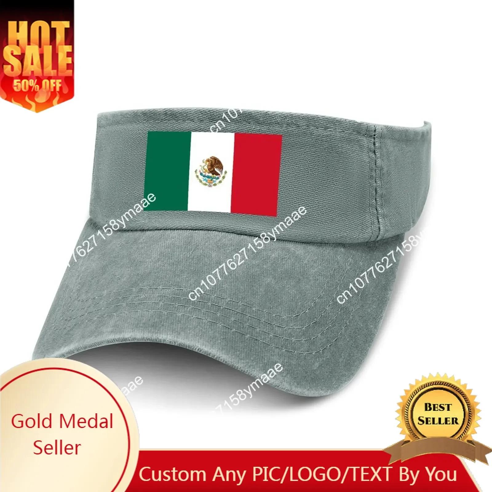 

Mexico Flag Sun Visor Leaky Top Cowboy Hats Mens Womens Customize DIY Cap Sports Baseball Tennis Golf Caps Empty Open Top Hat
