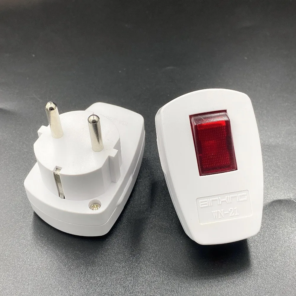 1 pz germania Schuko spina di alimentazione ricaricabile con alimentazione on-off Swtich 250V 10A EU CEE 7/7 connettore presa adattatore Standard