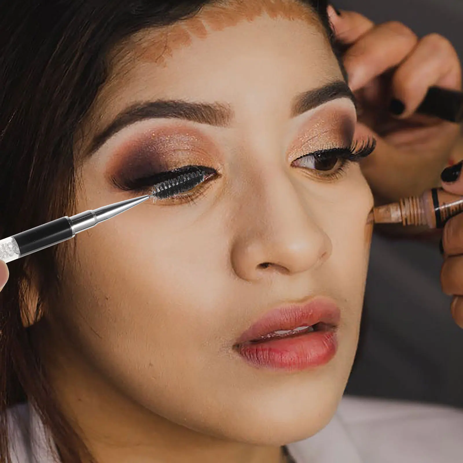 2 個まつげブラシ眉毛ブラシマスカラワンドメイクアップツール旅行ポータブル軽量まつげメイク用品サロンツール