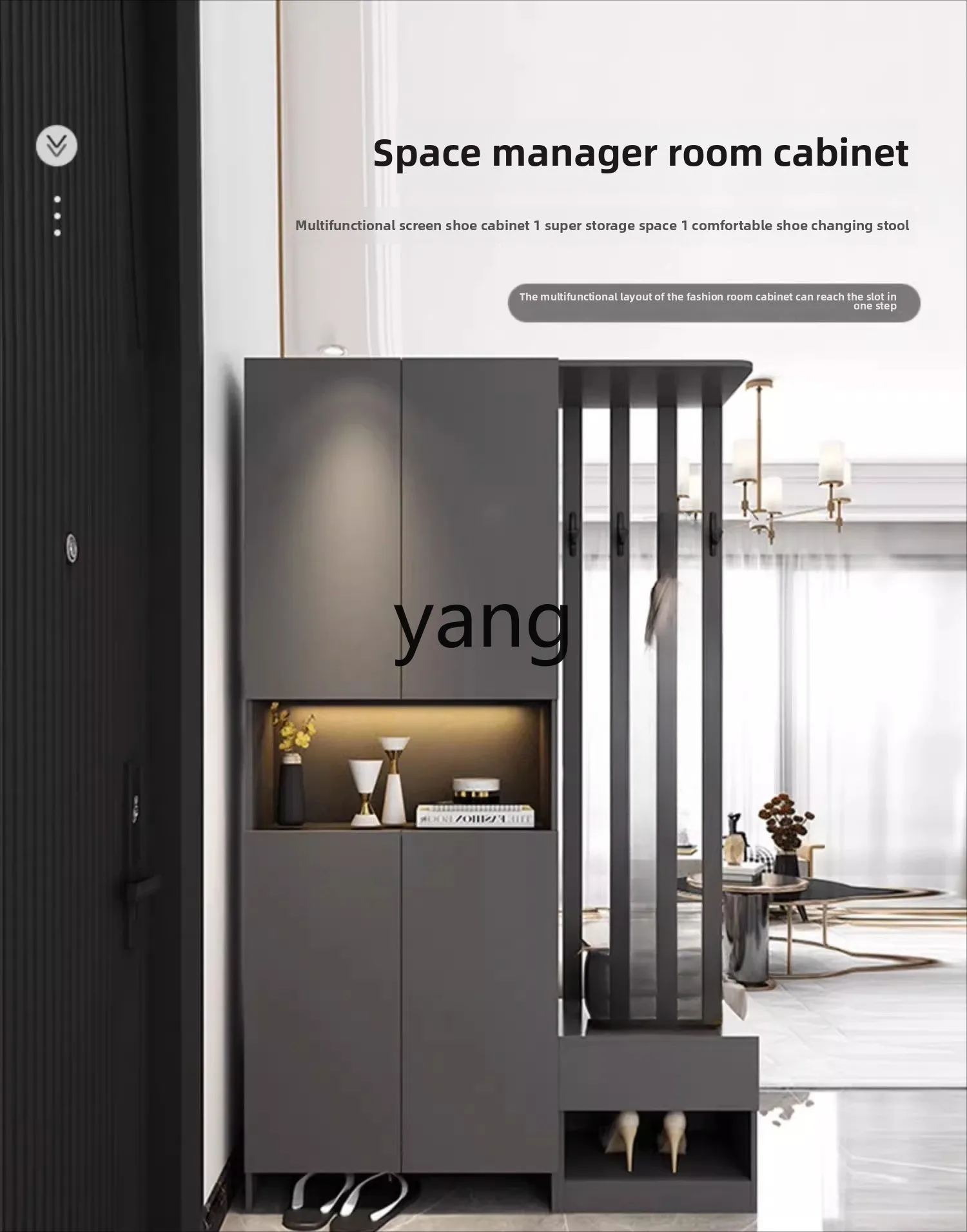 LMM home entrance cabinet integrated to the top double-sided simple modern small apartment partition cabinet
