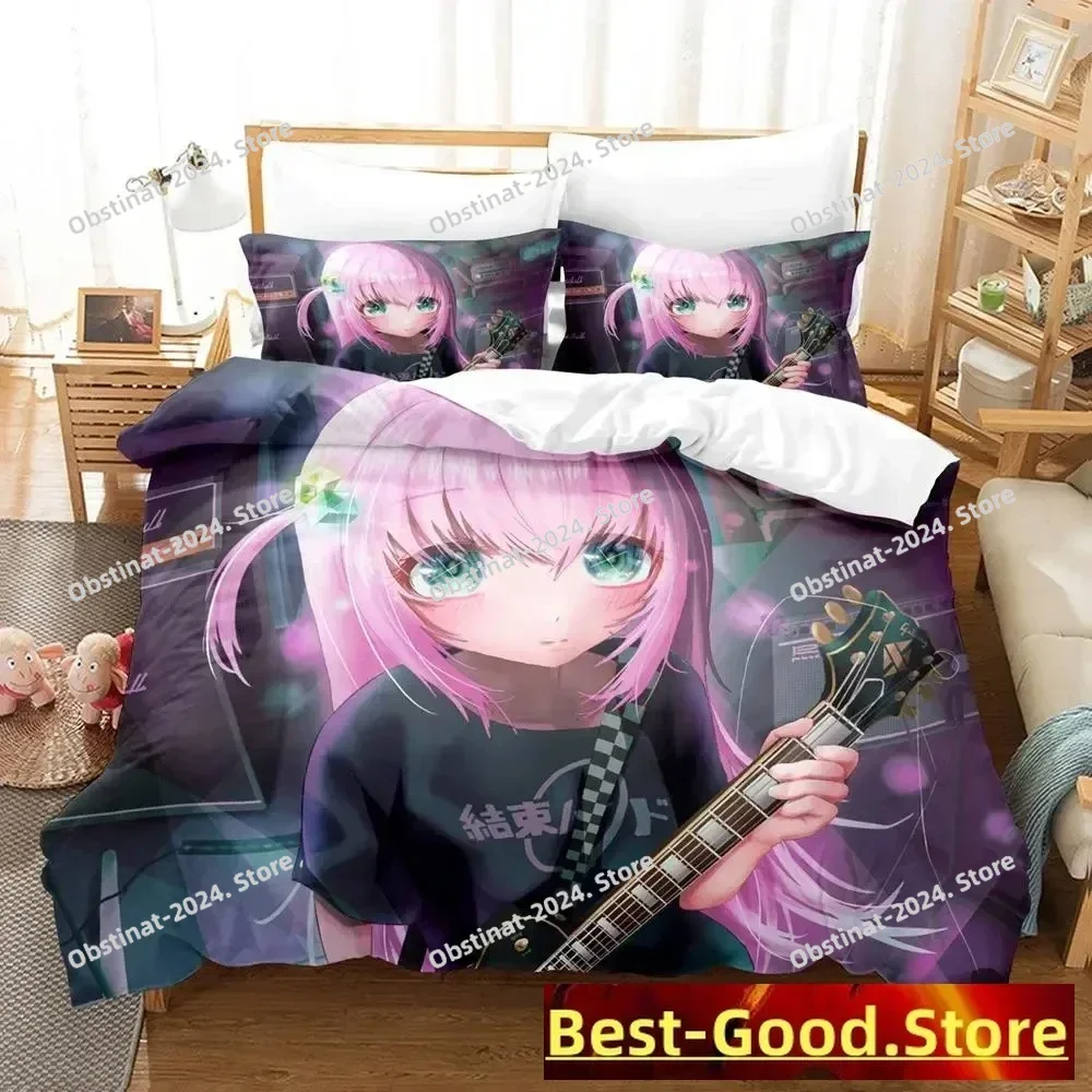 Gotou Hitori Bedding Set Cartoon Anime three-piece set Adult Kid Bedroom Duvetcover Sets 3D Kawaii Girls conjunto de cama anime