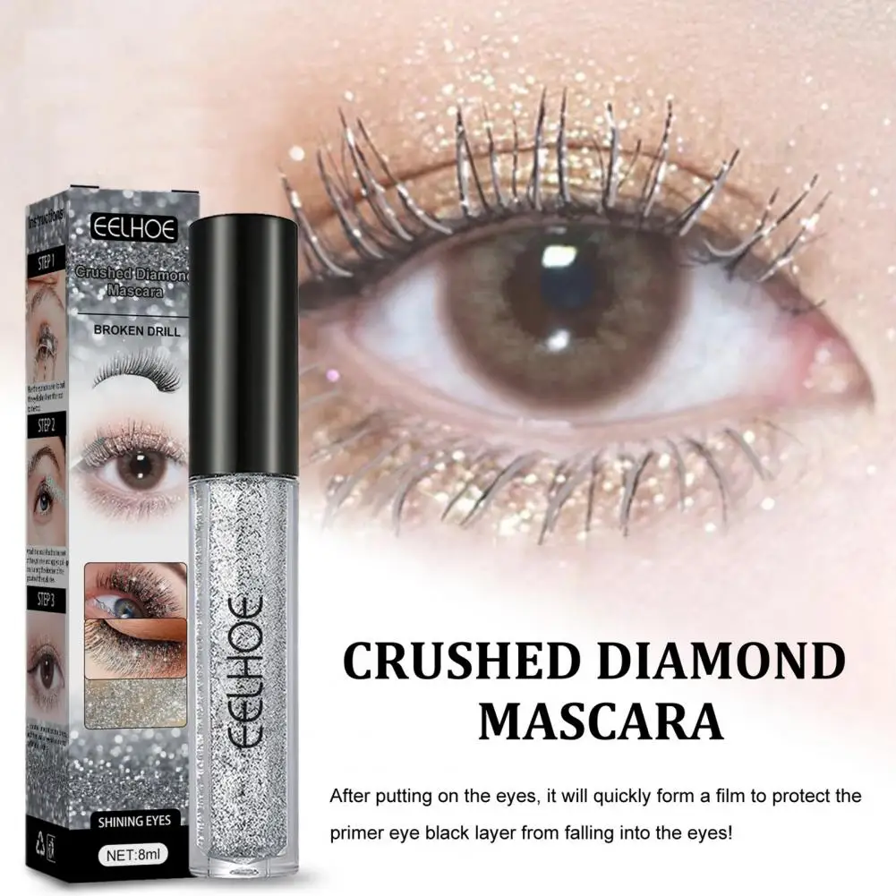 No-Irritating 8ml Fashion Waterproof Diamond Glitter Mascara Curly Glitter Mascara Fast Dry   for Gift