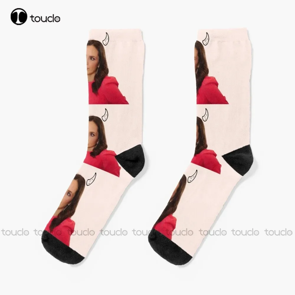 Davina Selling Sunset Devil Horns Socks Black Socks Women Unisex Adult Teen Youth Socks Custom Gift 360° Digital Print Women Men