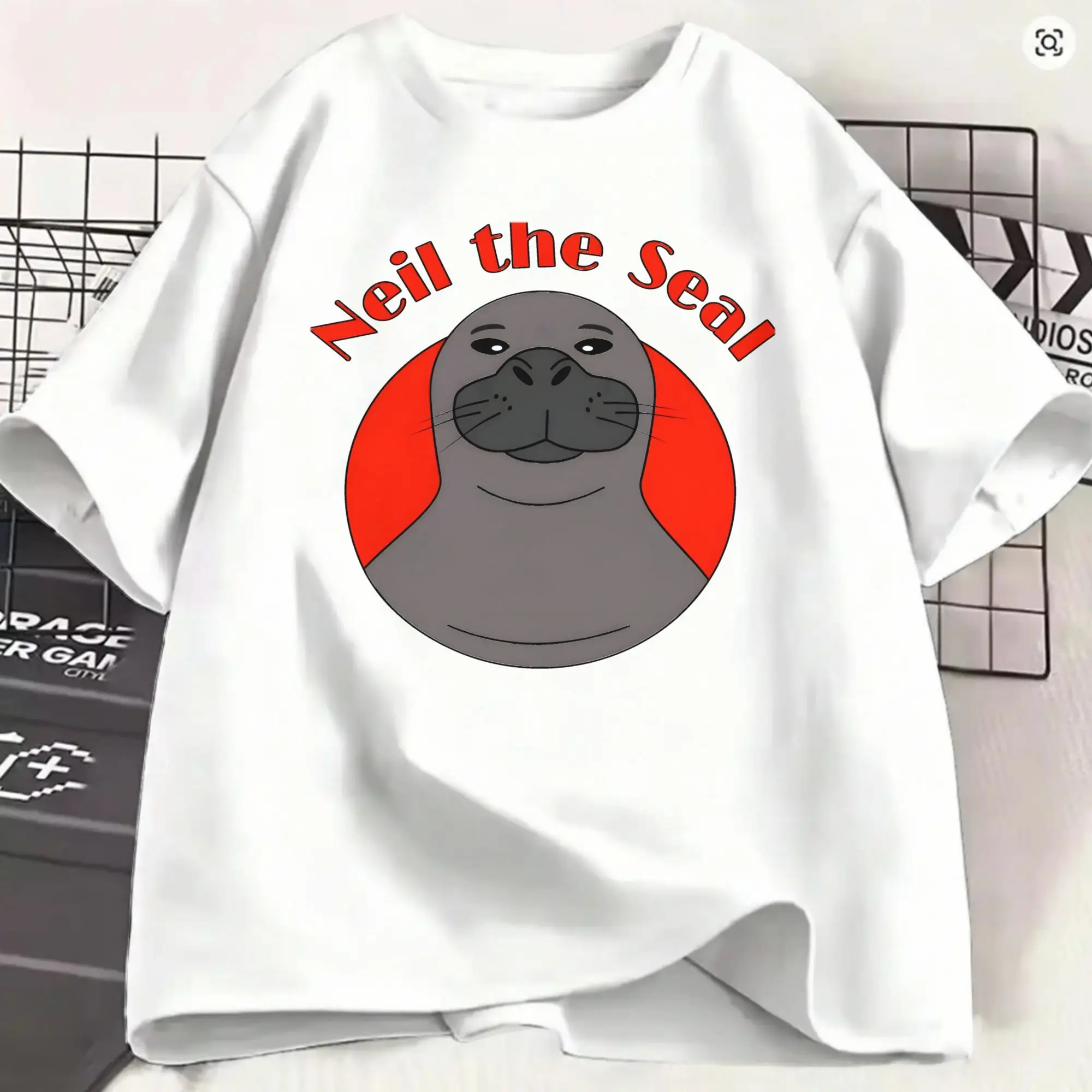Men Neil The Seal  T Shirts  100% Cotton Tops Casual Short Sleeve Crew Neck Tee Shirt Plus Size T-Shirt