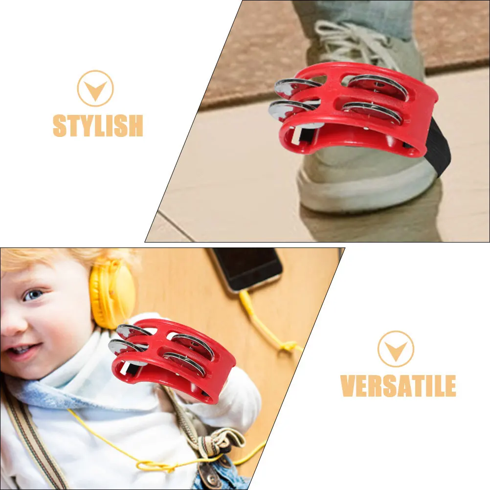 

2pcs Foot Tambourines Dual-Row Design Stable Durable Red Percussion Instrument For Band Music Performances Musical Instrument