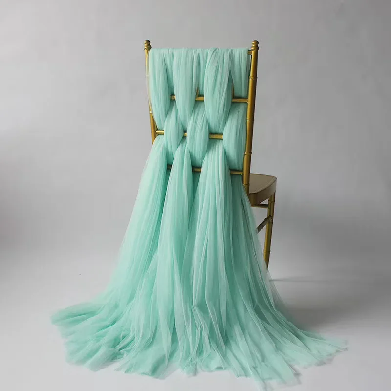 Soft Tulle Fabrics Wedding Celebration Curtain Clothing Sage Green Blue Yellow Mesh Layout Chair Back Yarn Encryption Veil