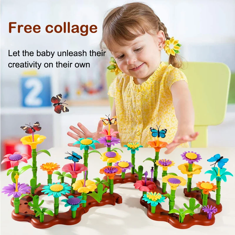 Children\'s Education Garden Building Block Toy Creativity DIY Flower Arrangement Building Block Set Flowers Stacking Toys