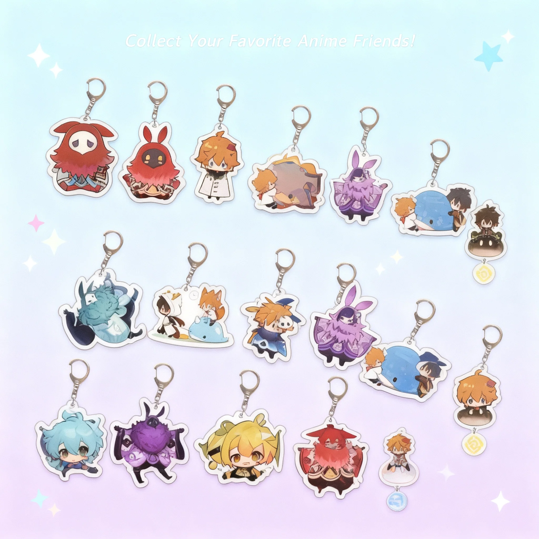 

Anime Genshin Impact DIY Keychain Traveler Amber Kaeya Acrylic Double Sided Keychain Cosplay Accessories Game Merchandise Stock