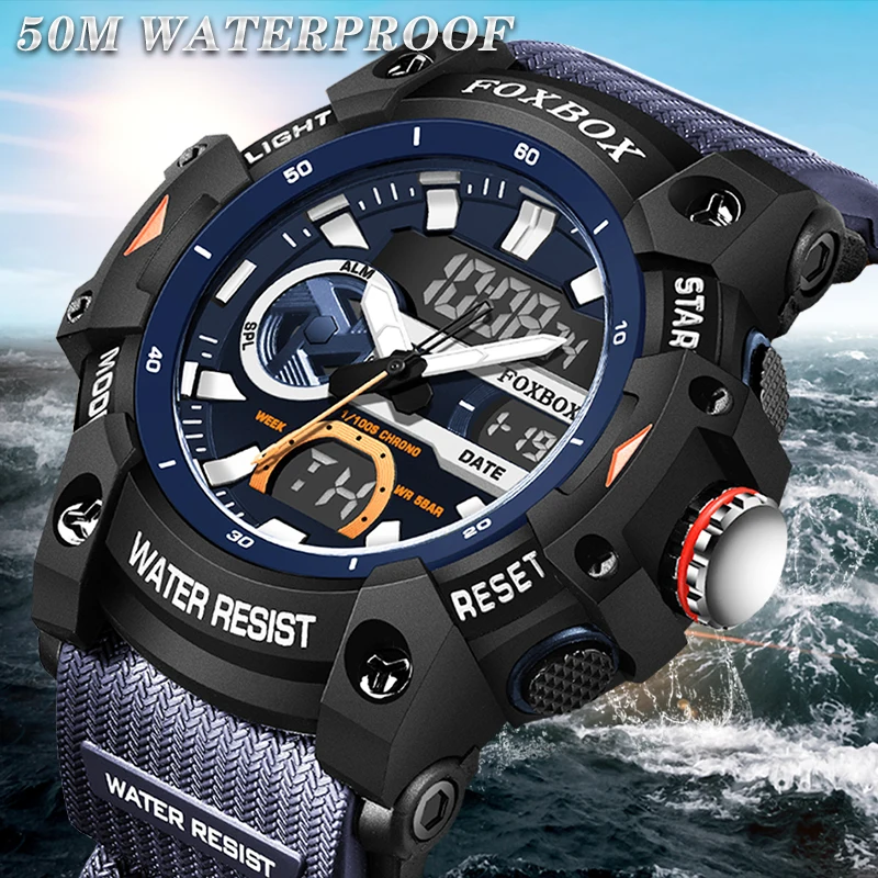 

FOXBOX New Fashion Quartz Watches Men LIGE Brand Sports Electronic Mens Watch 5ATM Waterproof Luminous Wristwatches Reloj Hombre