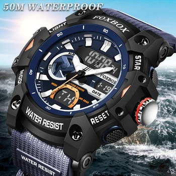 FOXBOX New Fashion Quartz Watches Men LIGE Brand Sports Electronics Mens Watch 5ATM Waterproof Luminous Wristwatches Reloj Hombre