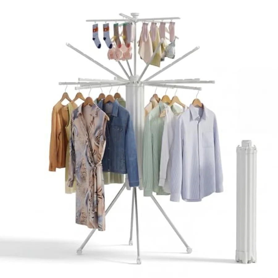 

Портативная складная алюминиевая сушилка для белья с 4 ножками и 16 перекладинами, двухуровневая, экономит место, для спальни и дома