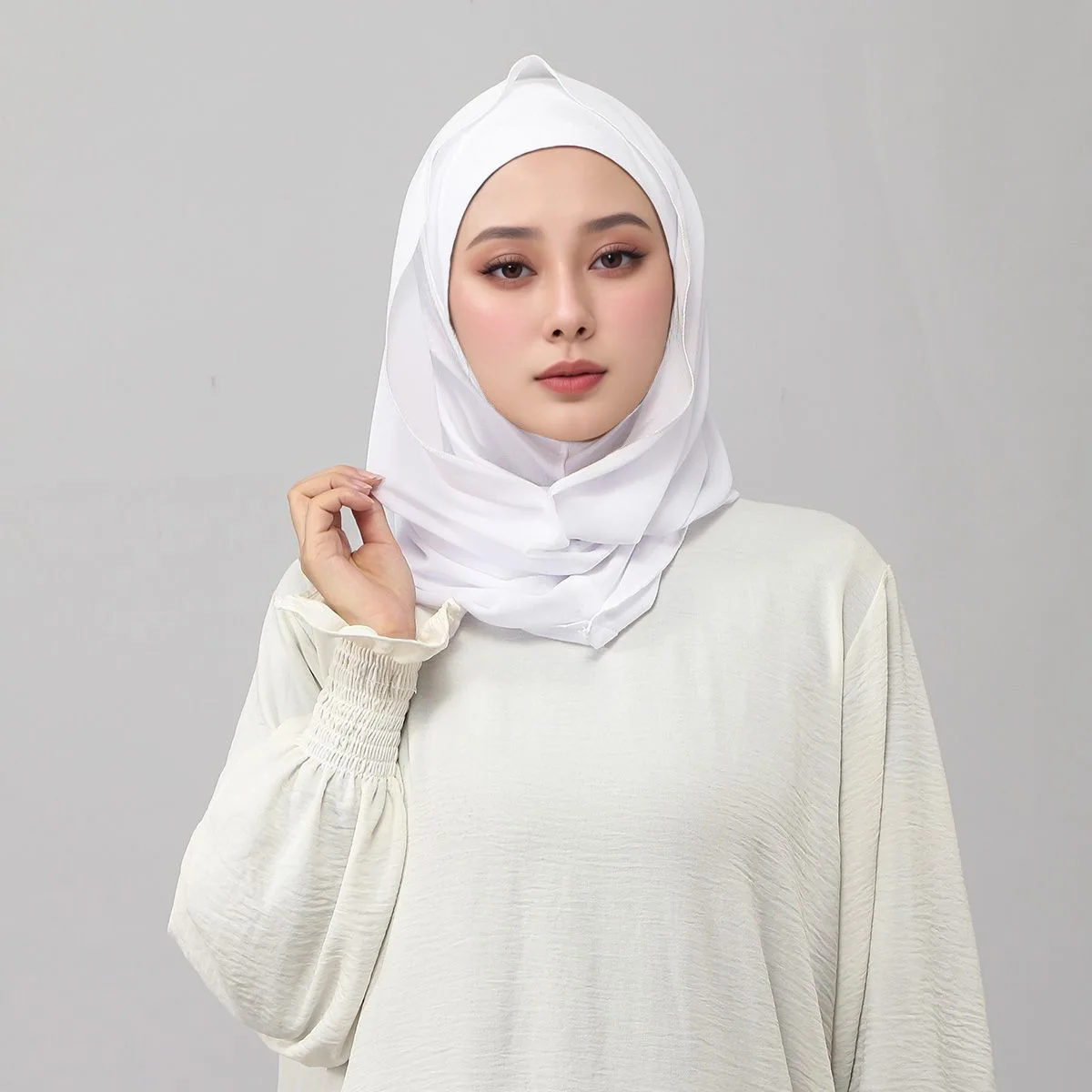 

White Hijab Instant Scarf Turban Women Muslim Headscarf Amira Head Wrap Shawls Islam Jersey Chiffon Niqab Amira Turbante Mujer