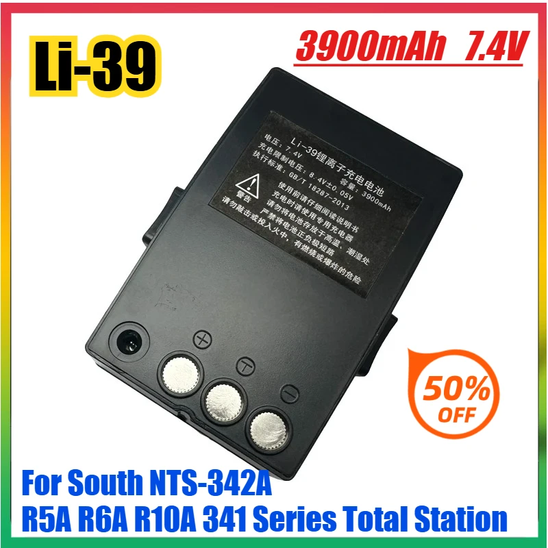 

Li-39 Battery 7.4V 3900mAh for South NTS-342A/R5A/R6A/R10A/341 Series Total Station Replacement Black Li-ion Batteries