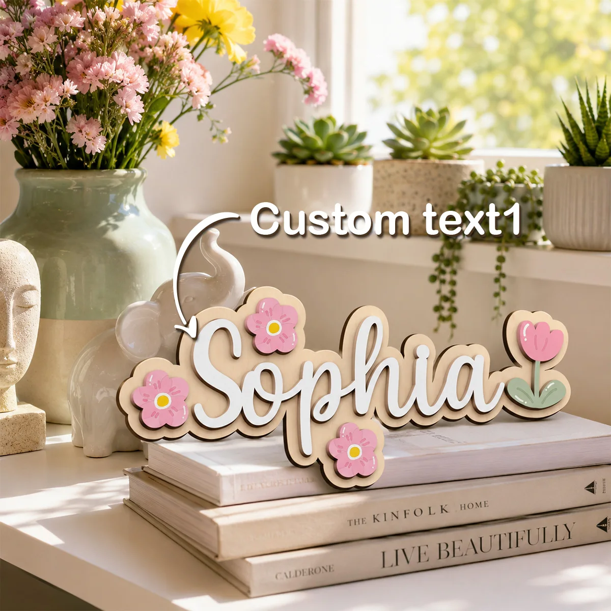 1pc wooden multi-color double-layer surname brand, customized name, personalized birthday and holiday gifts, birthday decoration view 4