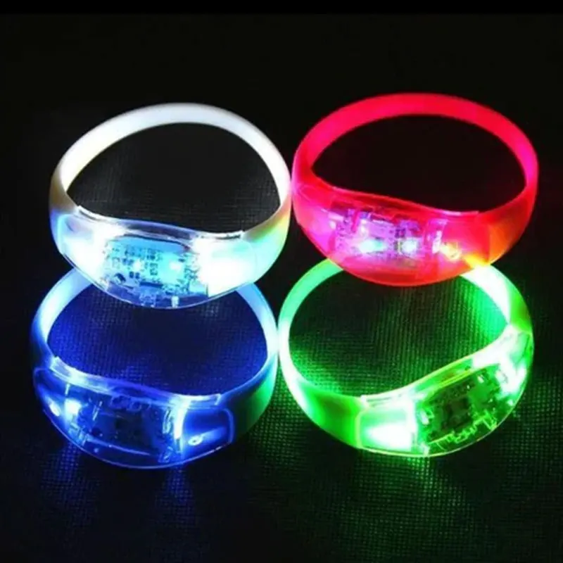 6pcs Led Bracelet Sound Activated Glowing Bracelets Sound Control LED Light Up Silicone Flashing Bracelet Bangle for Bar Concert