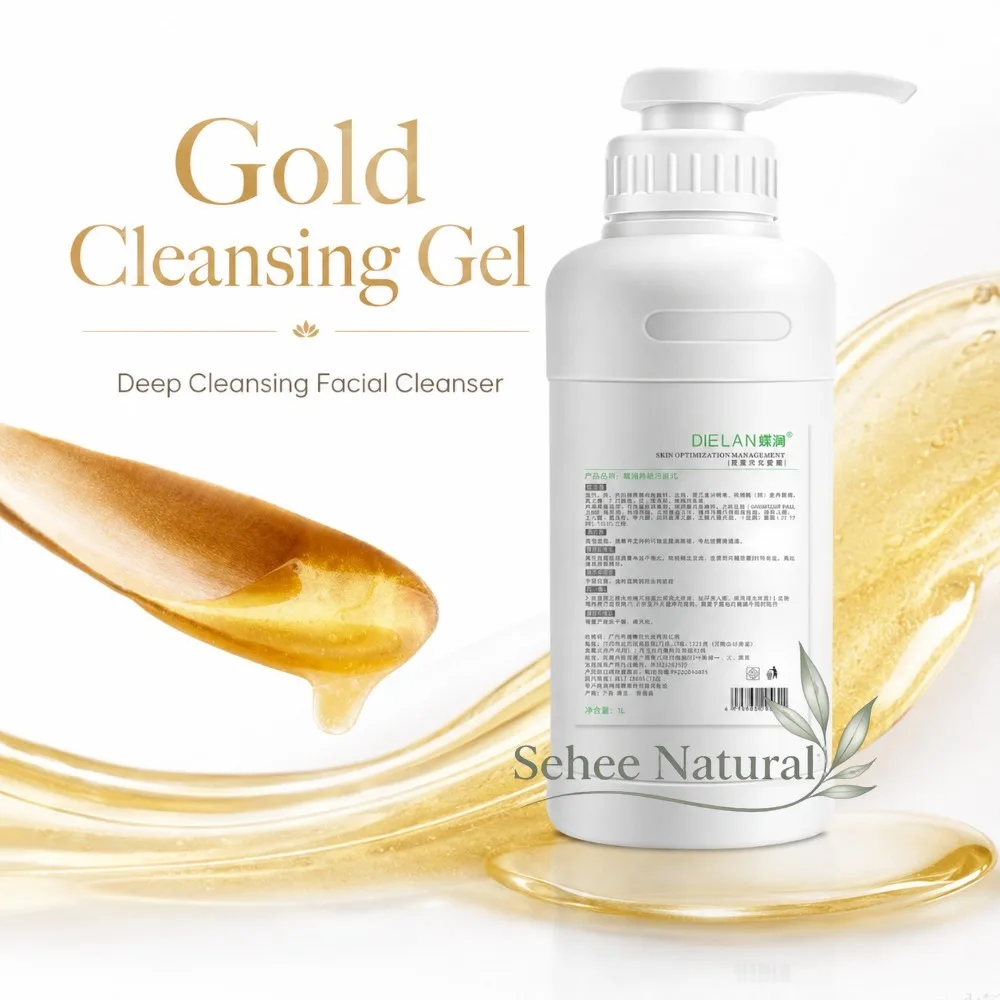 1000ml Golden Facial Cleanser Foam Cleansing Gel Hydrating Moisture Gentle Deep Pore Clean Salon Large‑bottle Face Skin Care