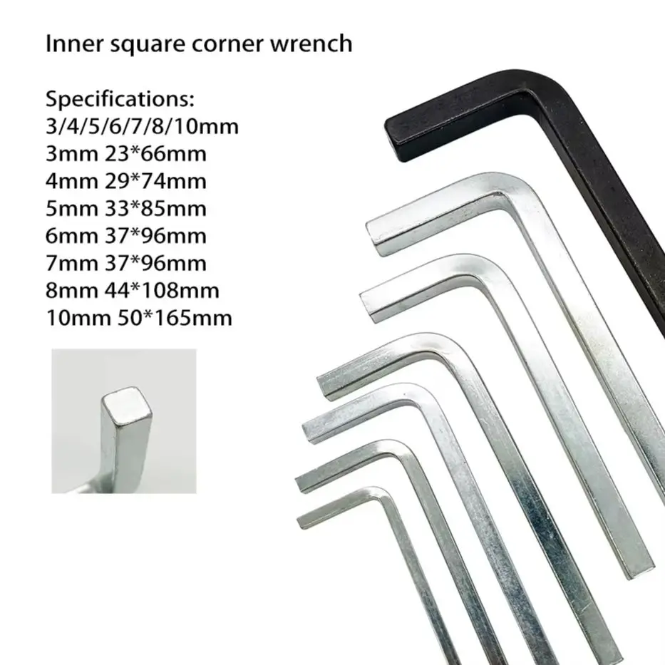 

7 specifications L Shape Square Head Wrench Fastener removal tool Inner Four-corner Set 3-10mm Hand Repair Tools 10pcs/lot