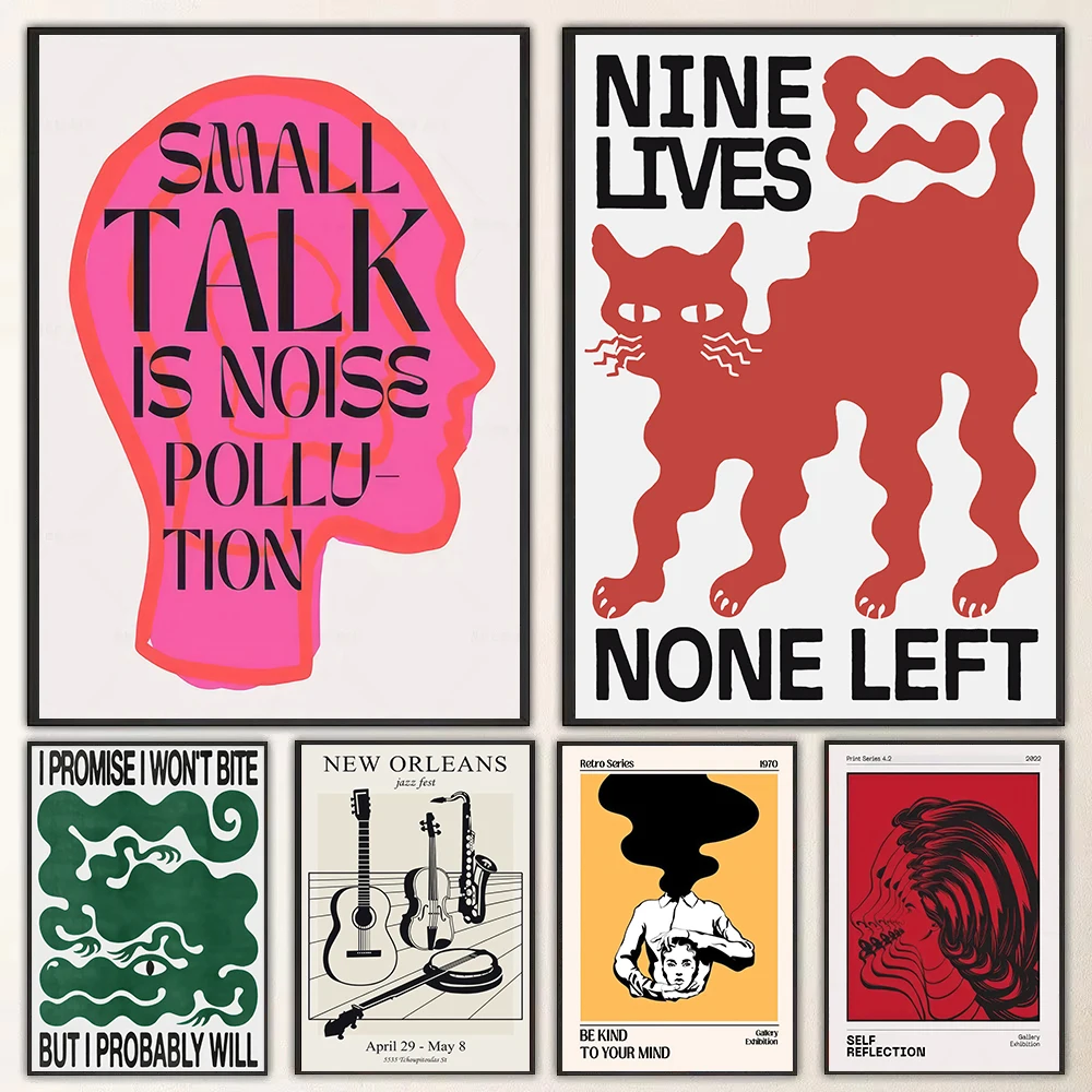 

Ретро-постер в стиле поп-арт, абстрактная картина в стиле Мемфис, винтажный принт на холсте, декор для дома, для спальни, гостиной, прихожей