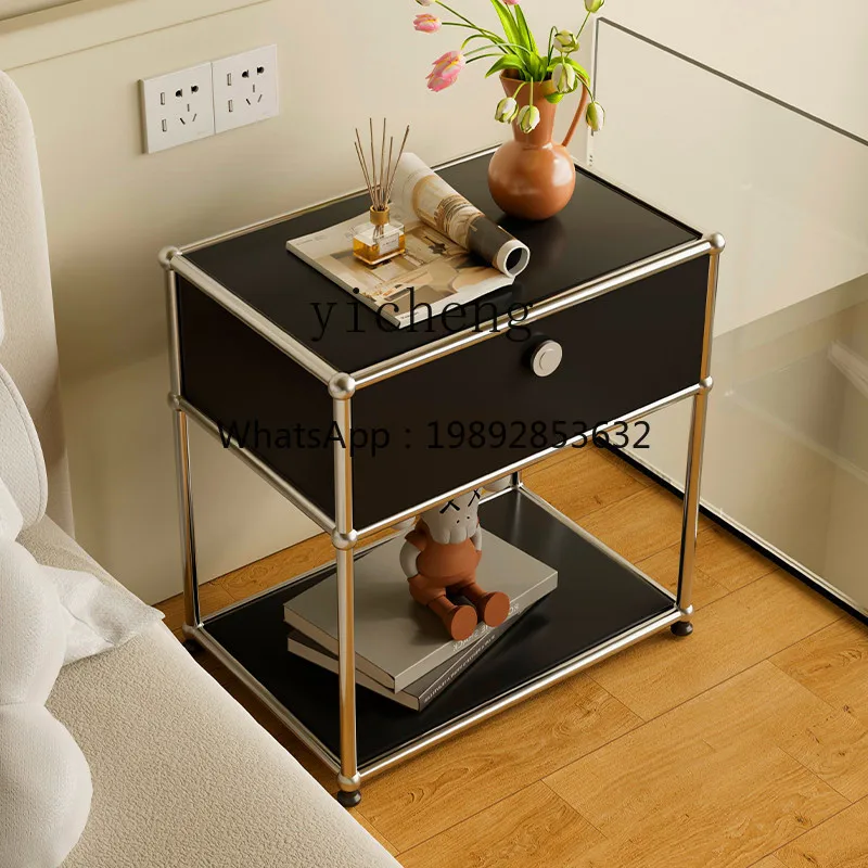 Medieval  Modular Cabinet Bedroom Household Stainless Steel Bedside Cabinet ins Sofa Side Cabinet