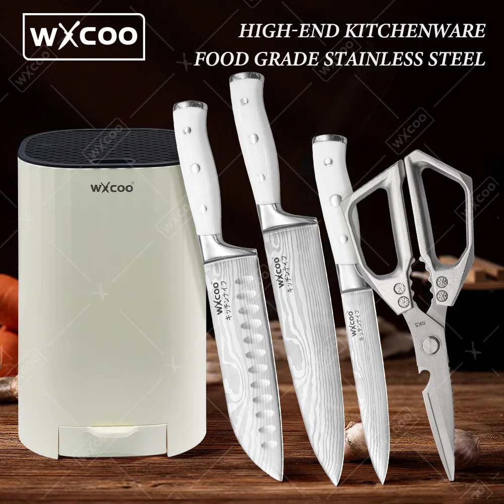 

WXCOO Practical Kitchen Knife Set Professional Kitchen Scissors Knife Holder Professional Japanese Knife Kitchen Device Sets