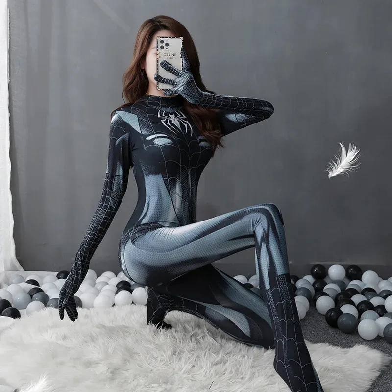 Disfraz de Halloween, disfraz de Cosplay para mujer, traje Zentai Sexy, mono de Spidergirl, mono de superhéroe, fiesta de Carnaval, disfraz de Halloween
