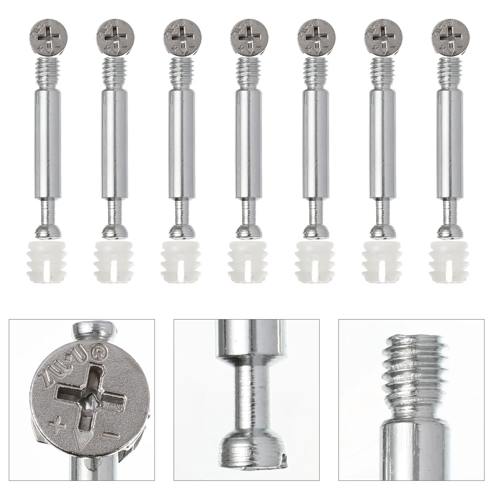 

50 pcs Zinc Alloy Nut 3 In 1 Furniture Connector Cabinet Drawer Table Office Fastener Iron Dowel Bolt Fixing Hardware