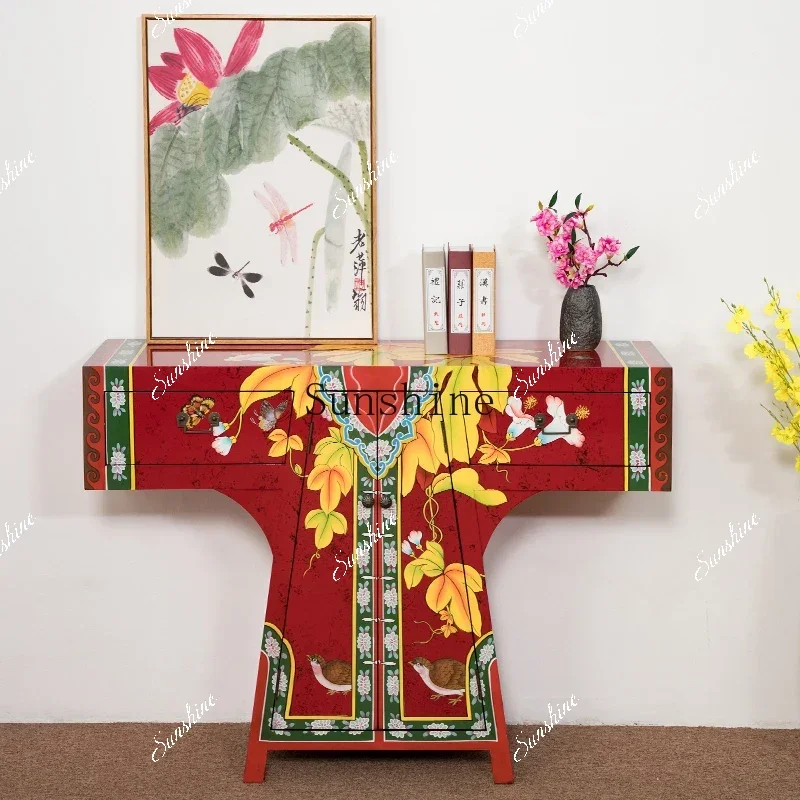 

New Chinese solid wood Ming and Qing classical dining side porch storage living room multi-functional creative clothes cabinetYY