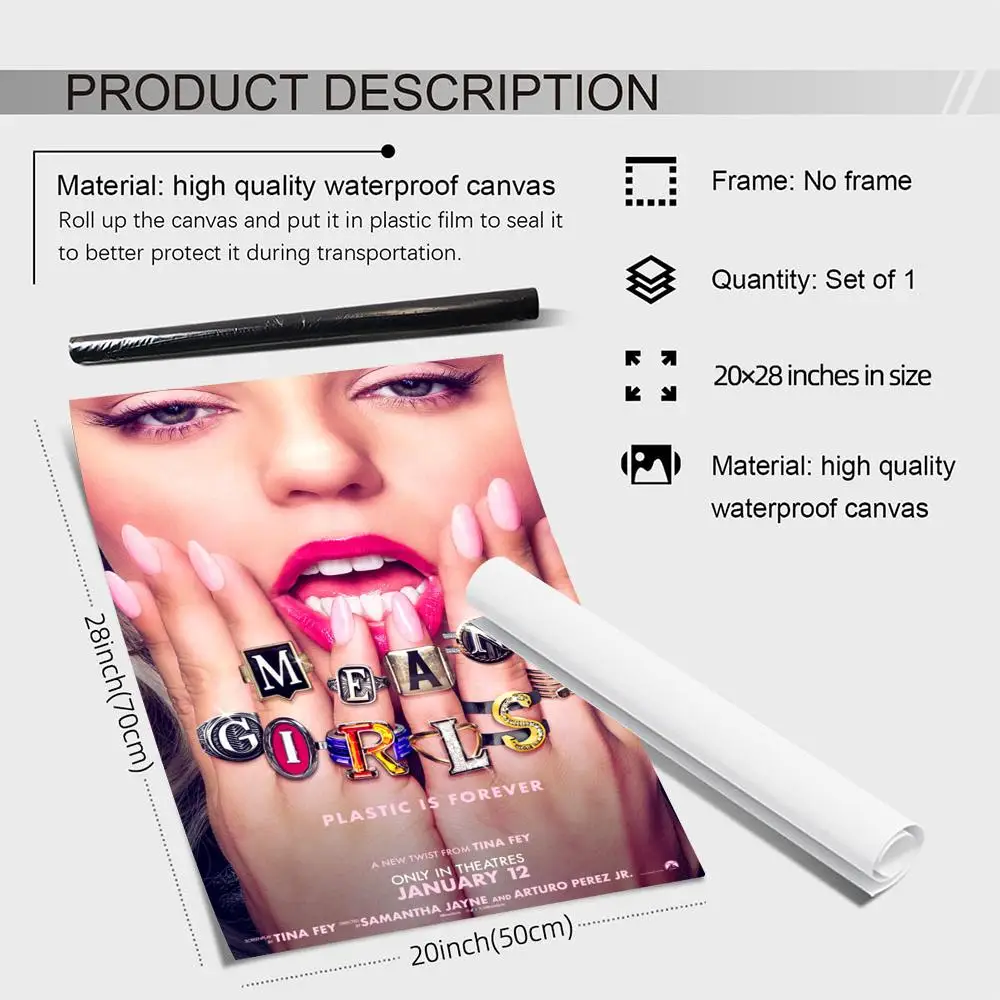 البوب فيلم M_Mean G_Girls اللوحة الخط الكتان قماش المشارك جدار الفن يطبع لغرفة المعيشة غرفة نوم مكتب ديكور المنزل #5