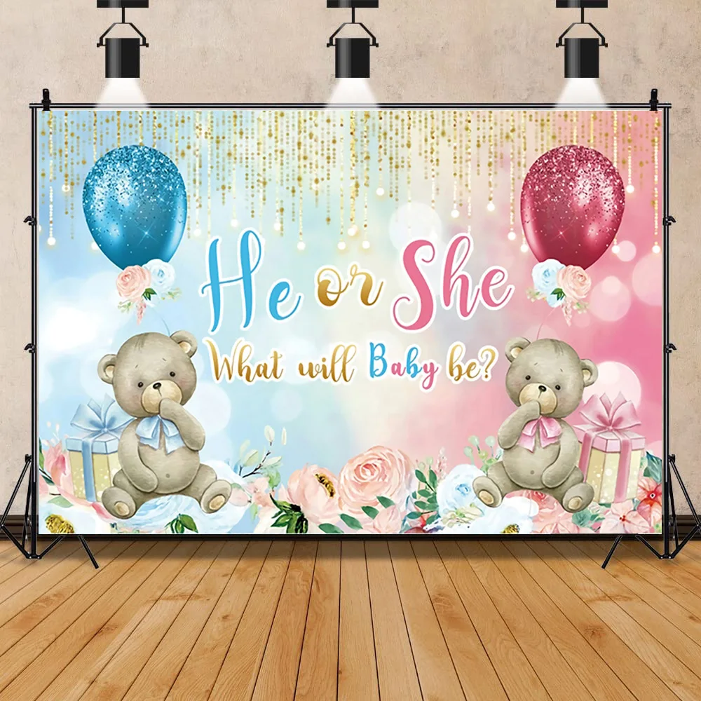 Gender Reveal Flower Bear Newborn Party Decoration Photography fondali Prop sorpresa regalo compleanno Studio sfondo BB-01