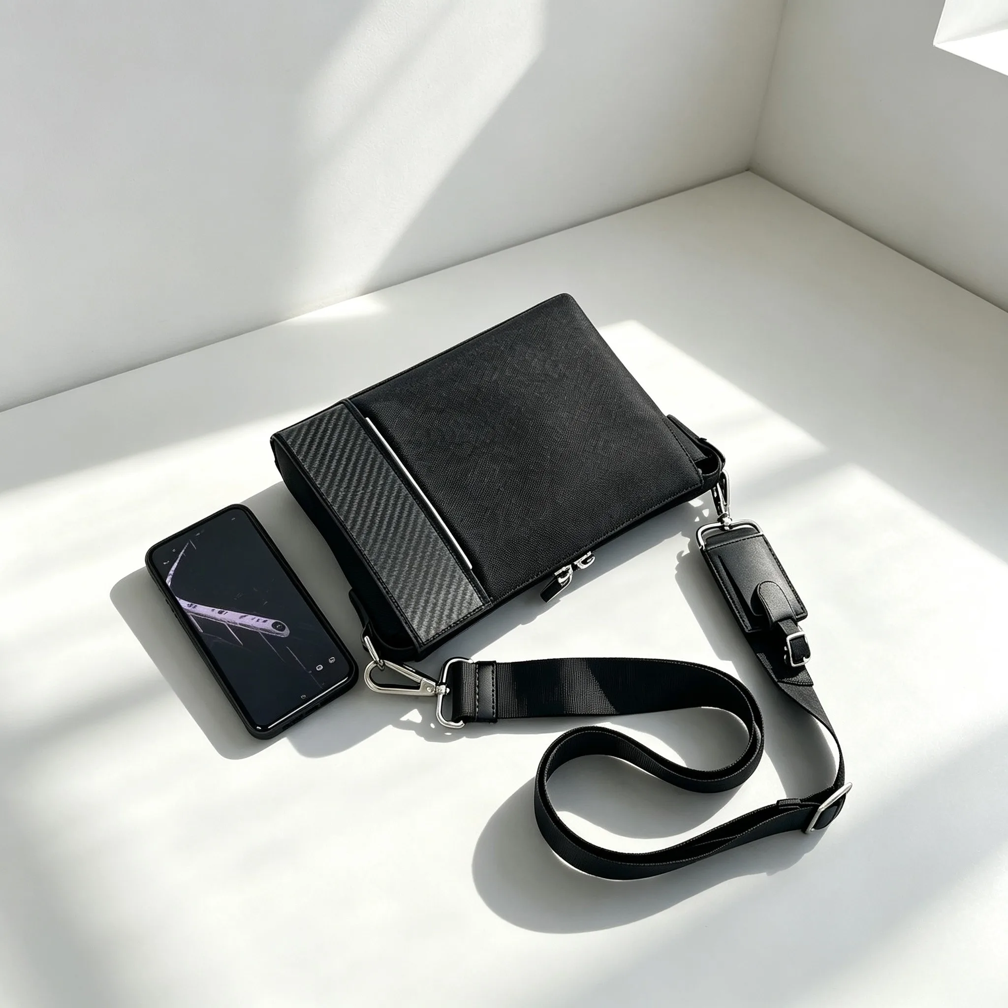 Men’s Multi-use Crossbody Shoulder Bag, Business Casual Handheld Wrist Strap Pouch for Daily Commuting view 3